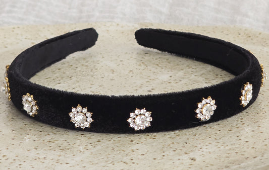 Black Velvet Embellished Headband