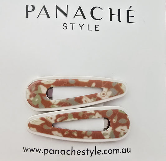 Freya Snap Clips - Tan Floral