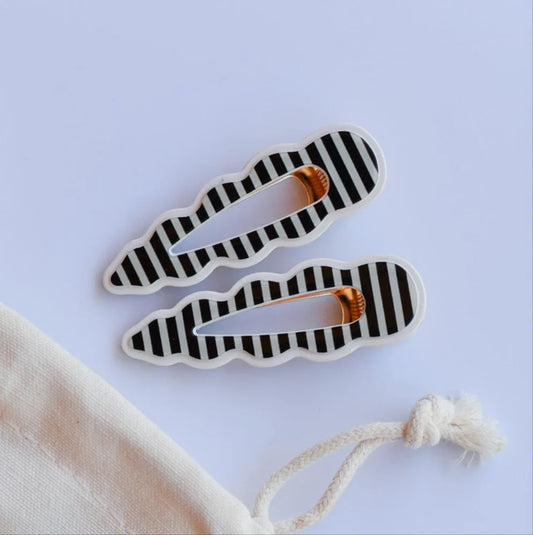 Cassia Clips - B&W Stripe