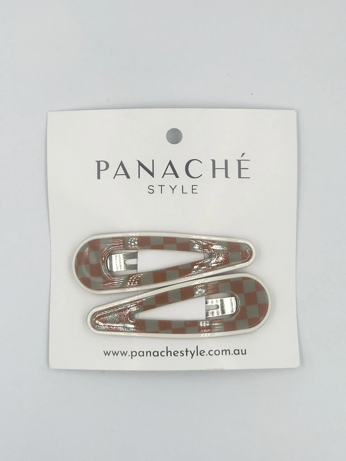 Georgina Snap Clips - Tan Checkered